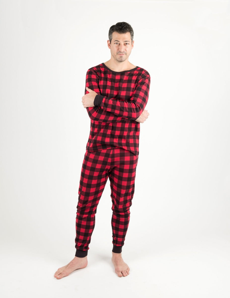 Leveret Men's Cotton Red & Black Plaid Pajama Set – Leveret Clothing