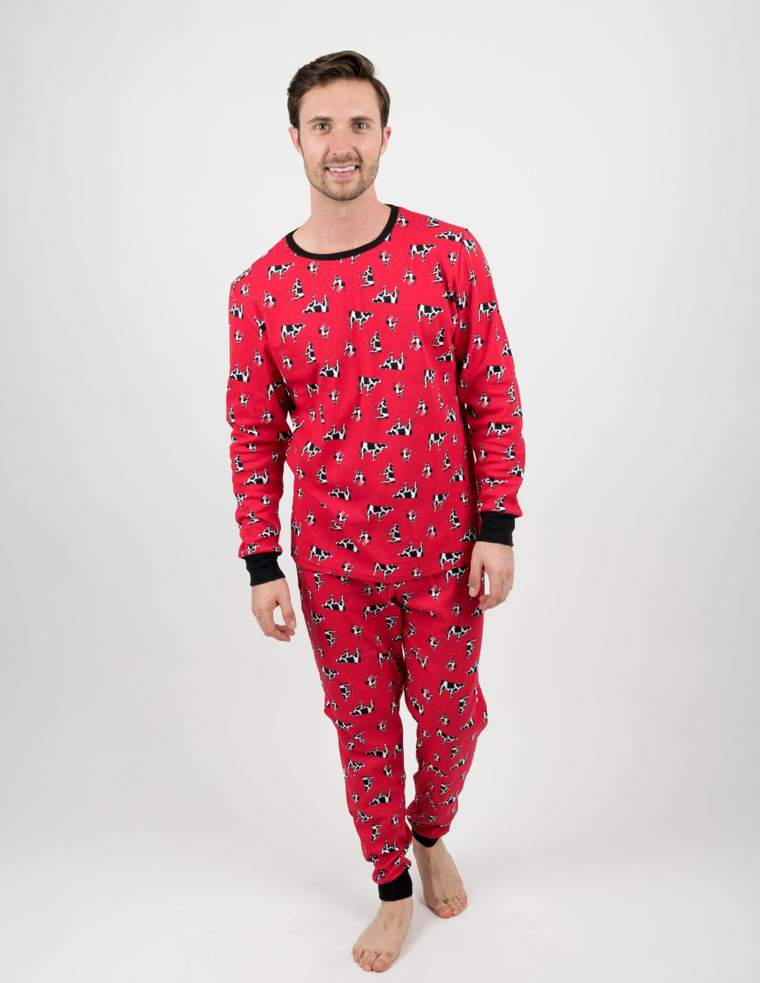 red cow print men's cotton pajama