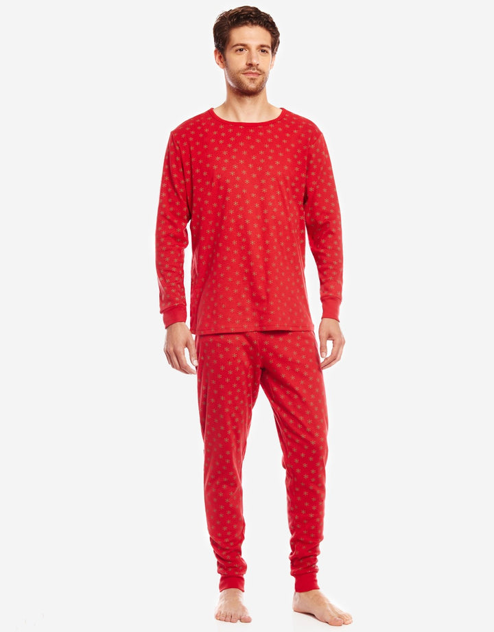 red snowflake men's cotton pajama