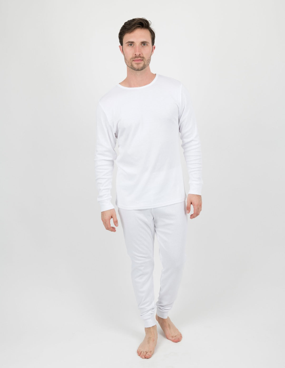 solid color white men's cotton pajamas