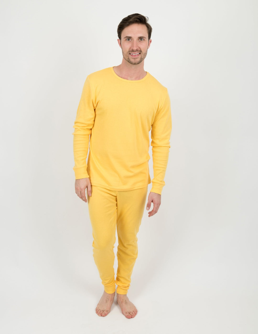 solid color yellow men's cotton pajama