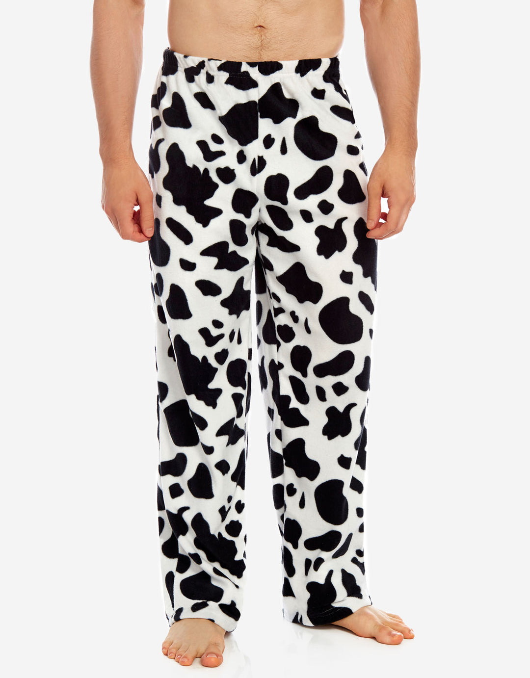 cow print men's fleece pajama pants