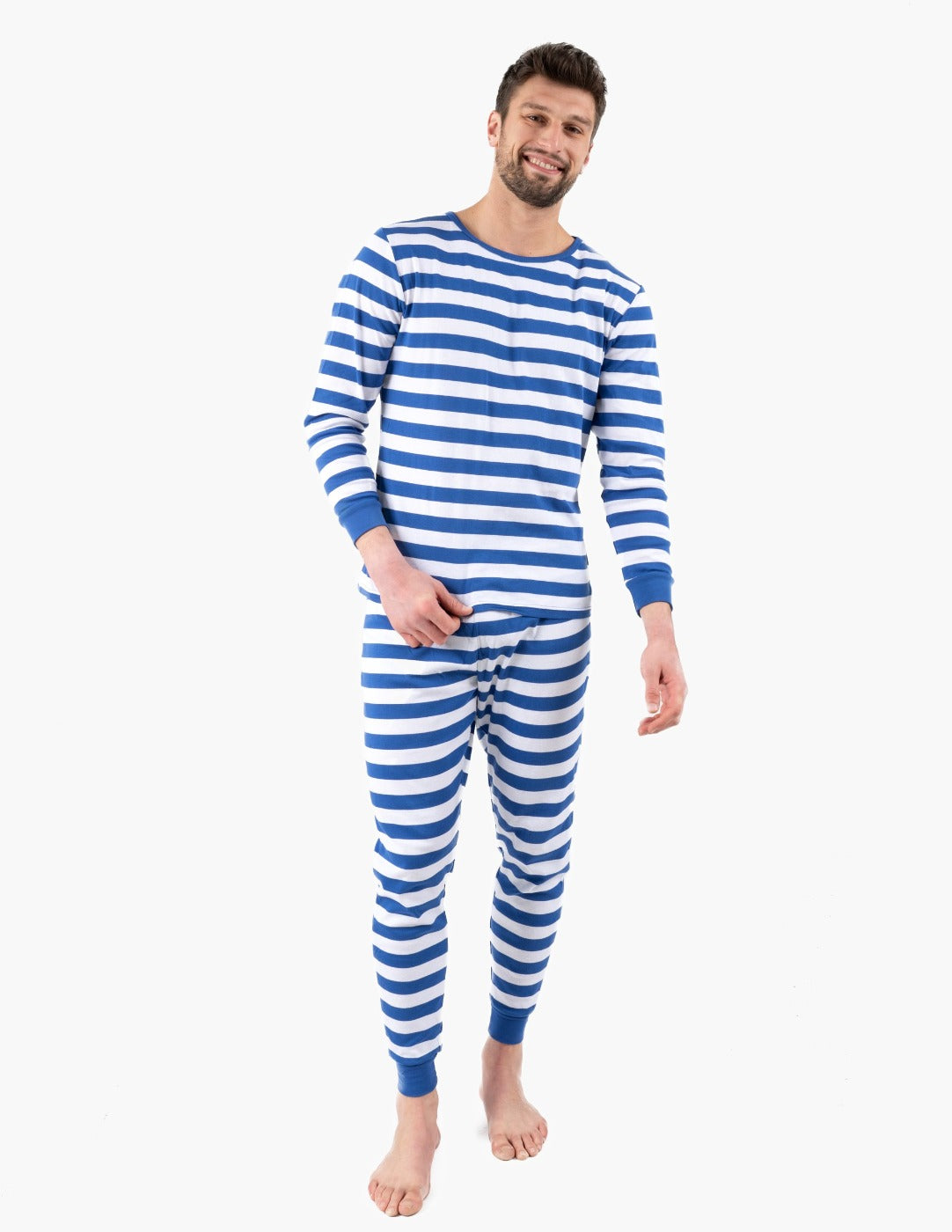 Mens Blue & White Stripes Pajamas