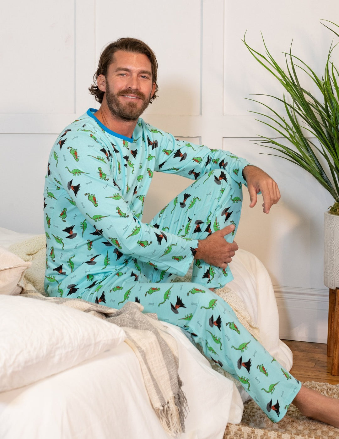 men's cotton dinosaur pajamas