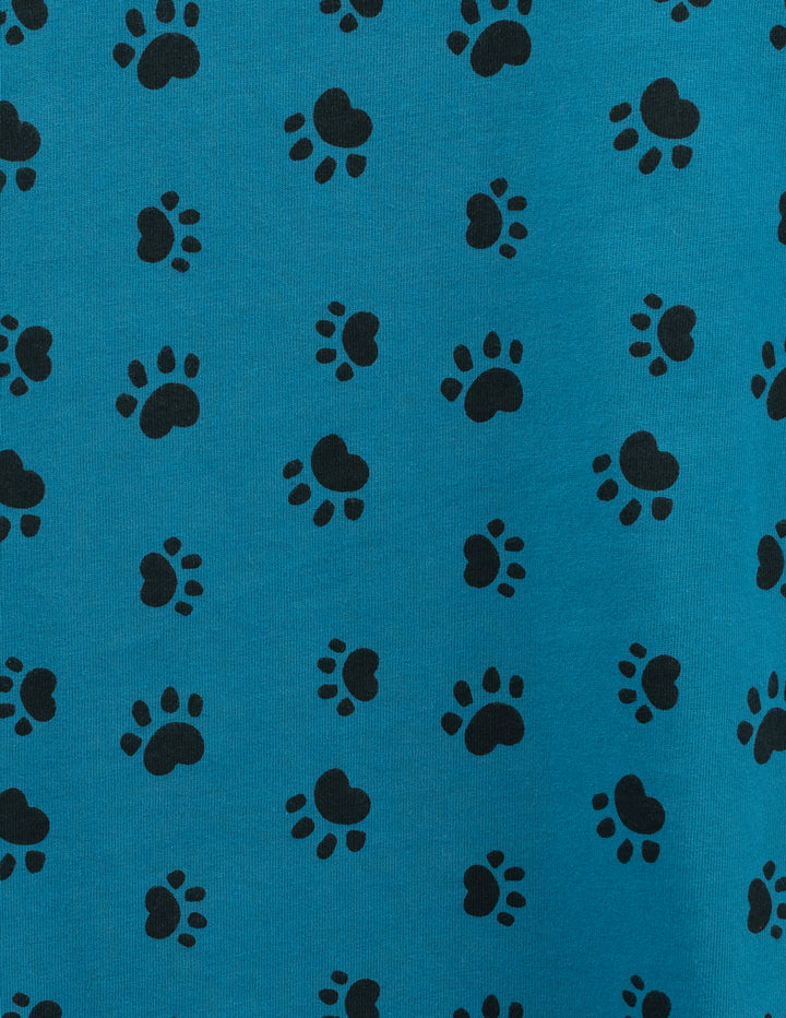 blue dog paw print kids cotton pajama