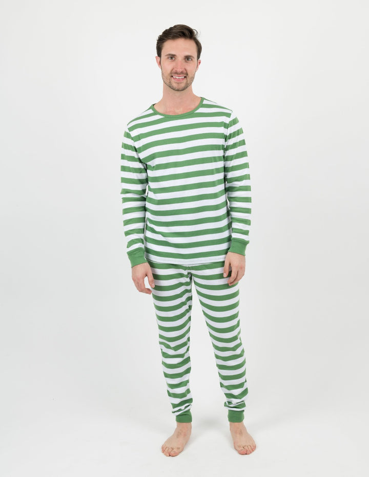 green and white striped cotton men's pajama