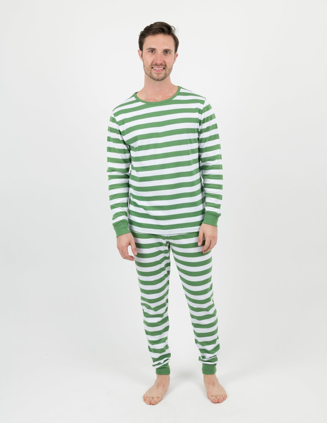 green and white striped cotton men's pajama