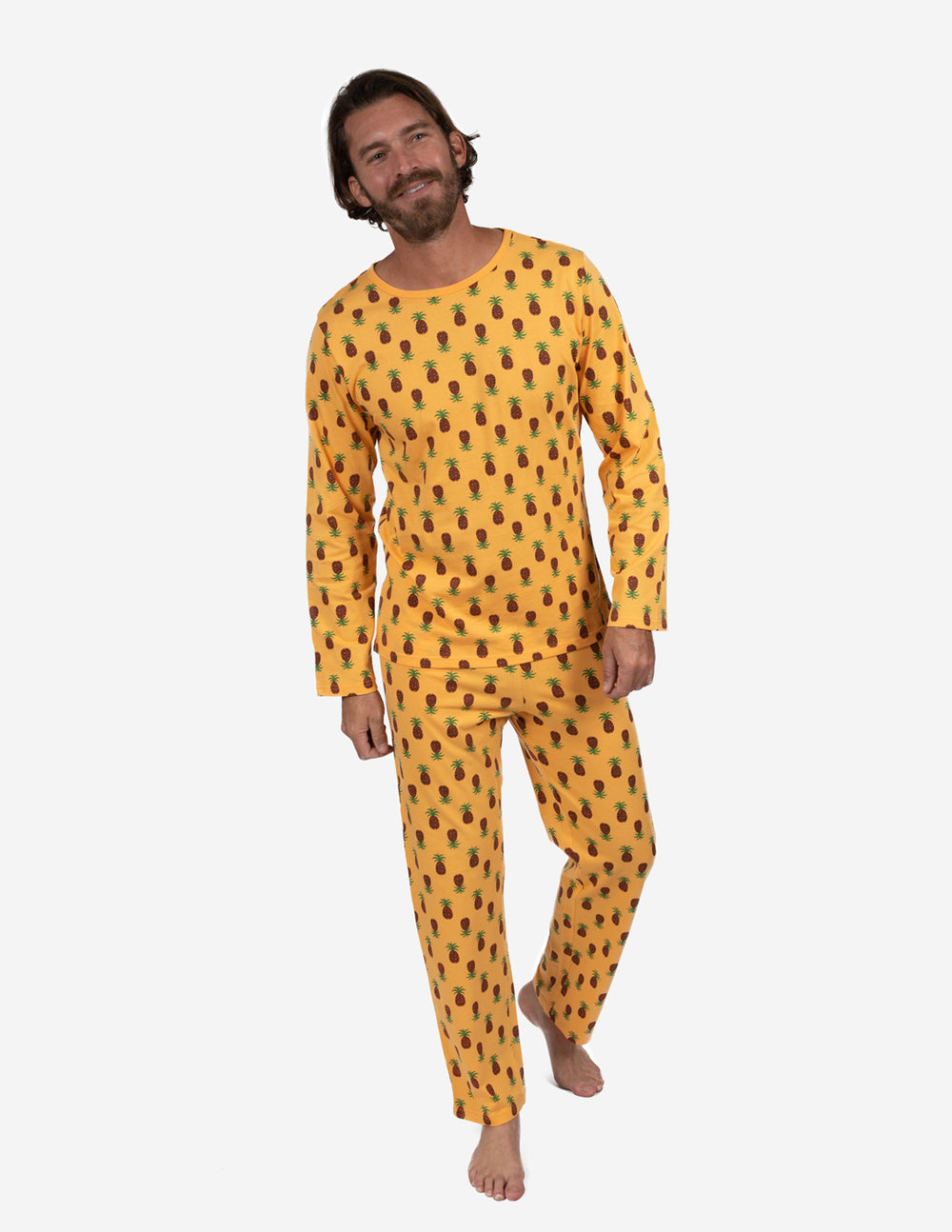 yellow pineapple loose fit cotton men's pajama