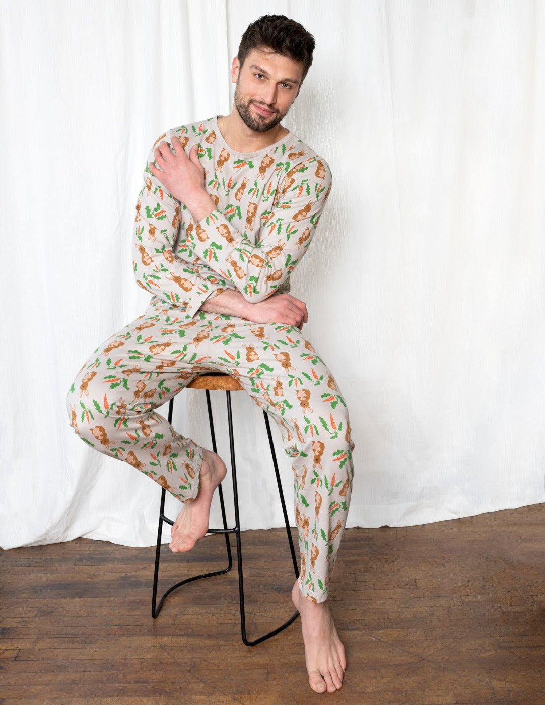 men's beige rabbit pajama