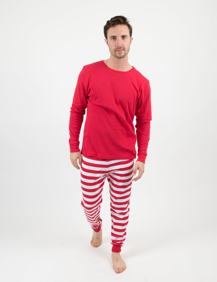 red top and striped men's cotton pajamas