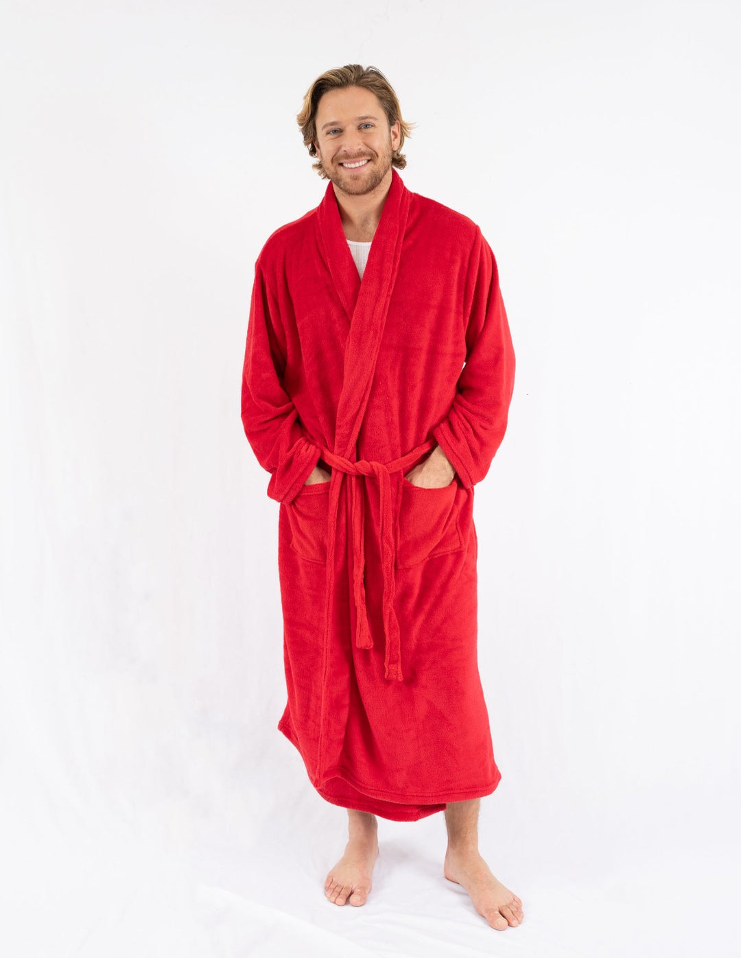 Leveret Men's Red Fleece Robe – Leveret Clothing
