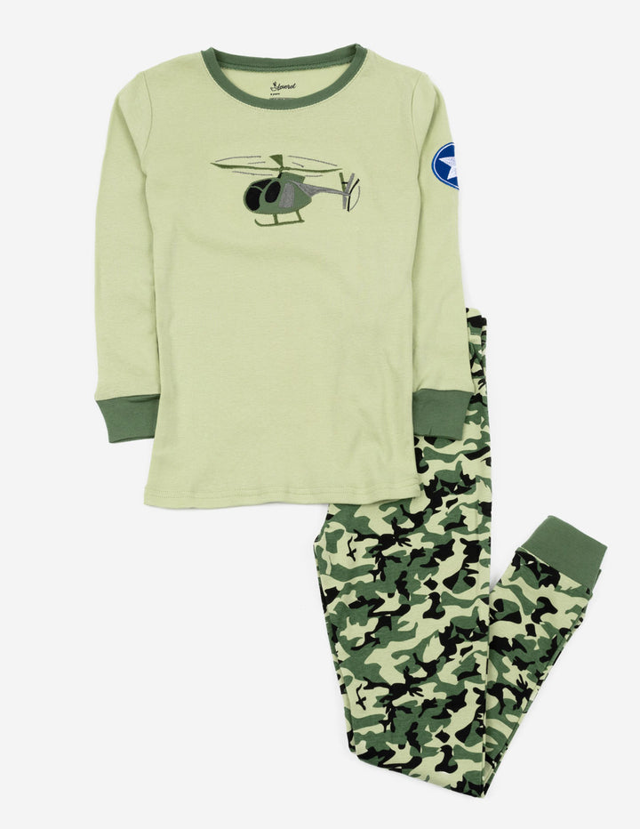camouflage and helicopter kids pajamas