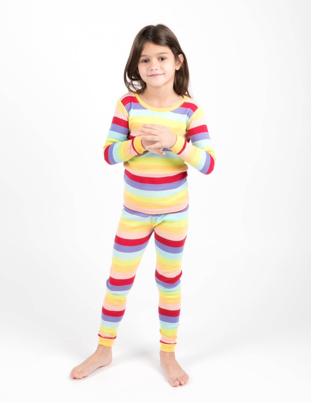 rainbow stripe kids cotton pajama
