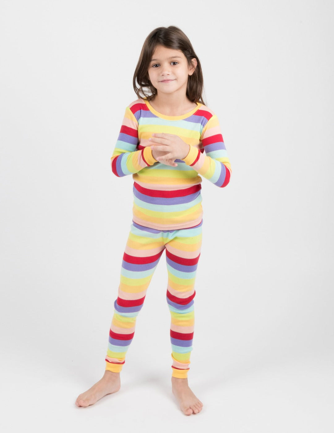 rainbow stripe cotton kids pajama