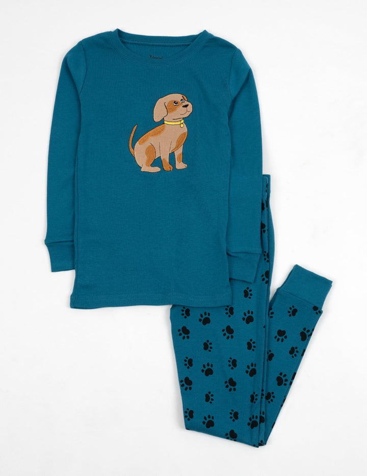 blue dog paw print kids cotton pajama