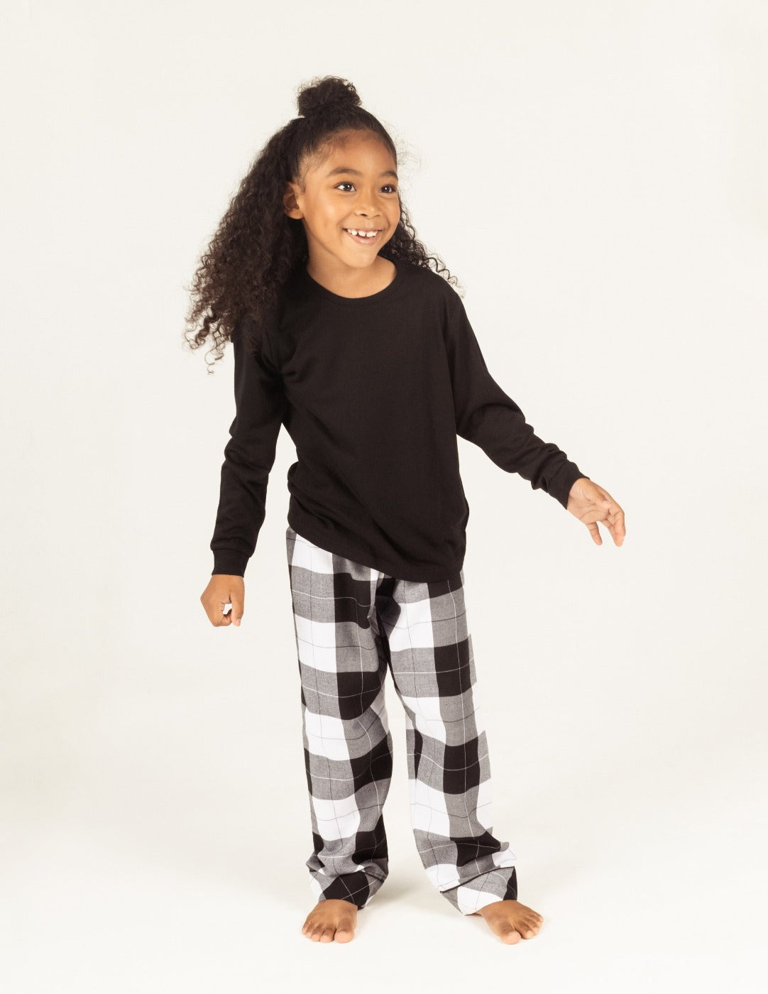 black and white flannel kids pajama set
