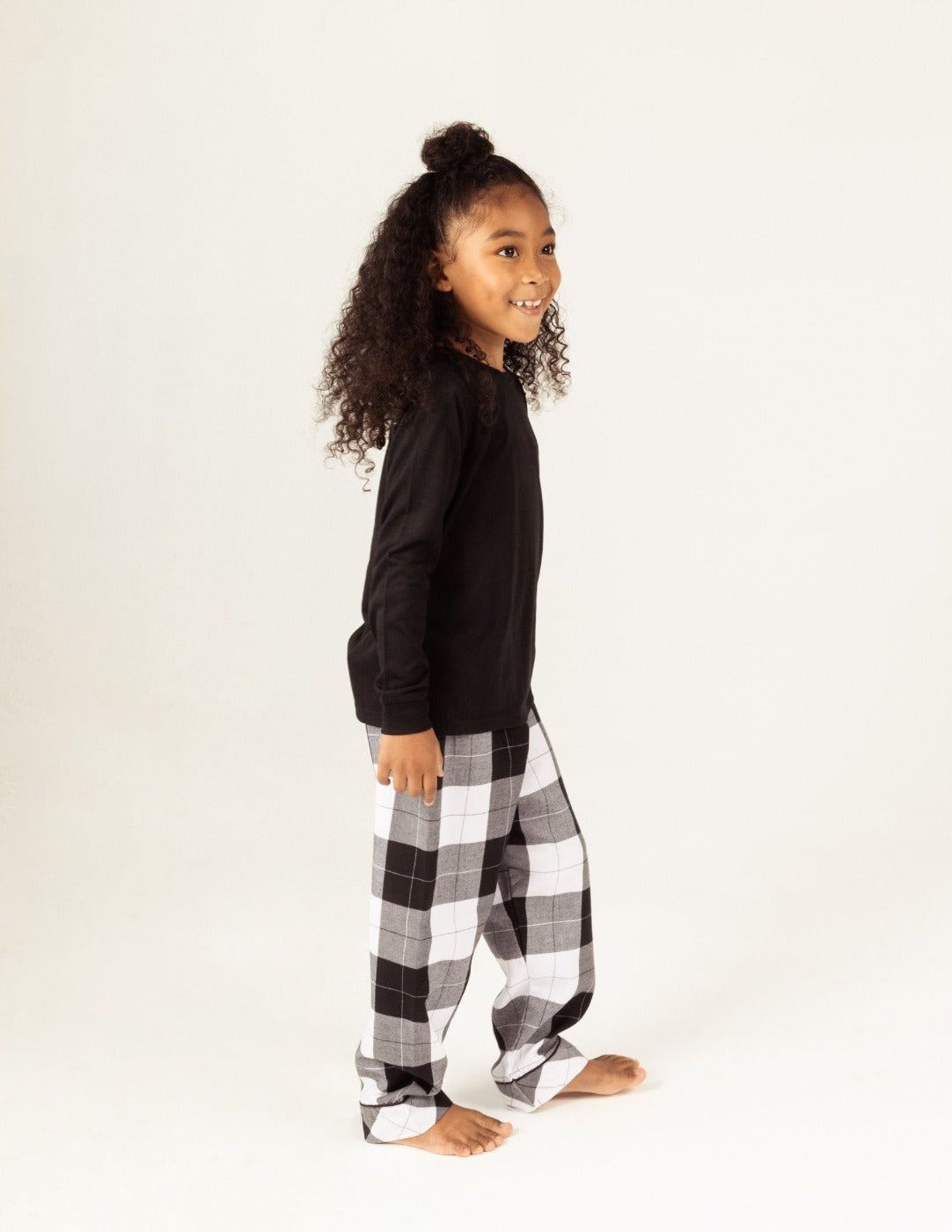black and white flannel kids pajama set