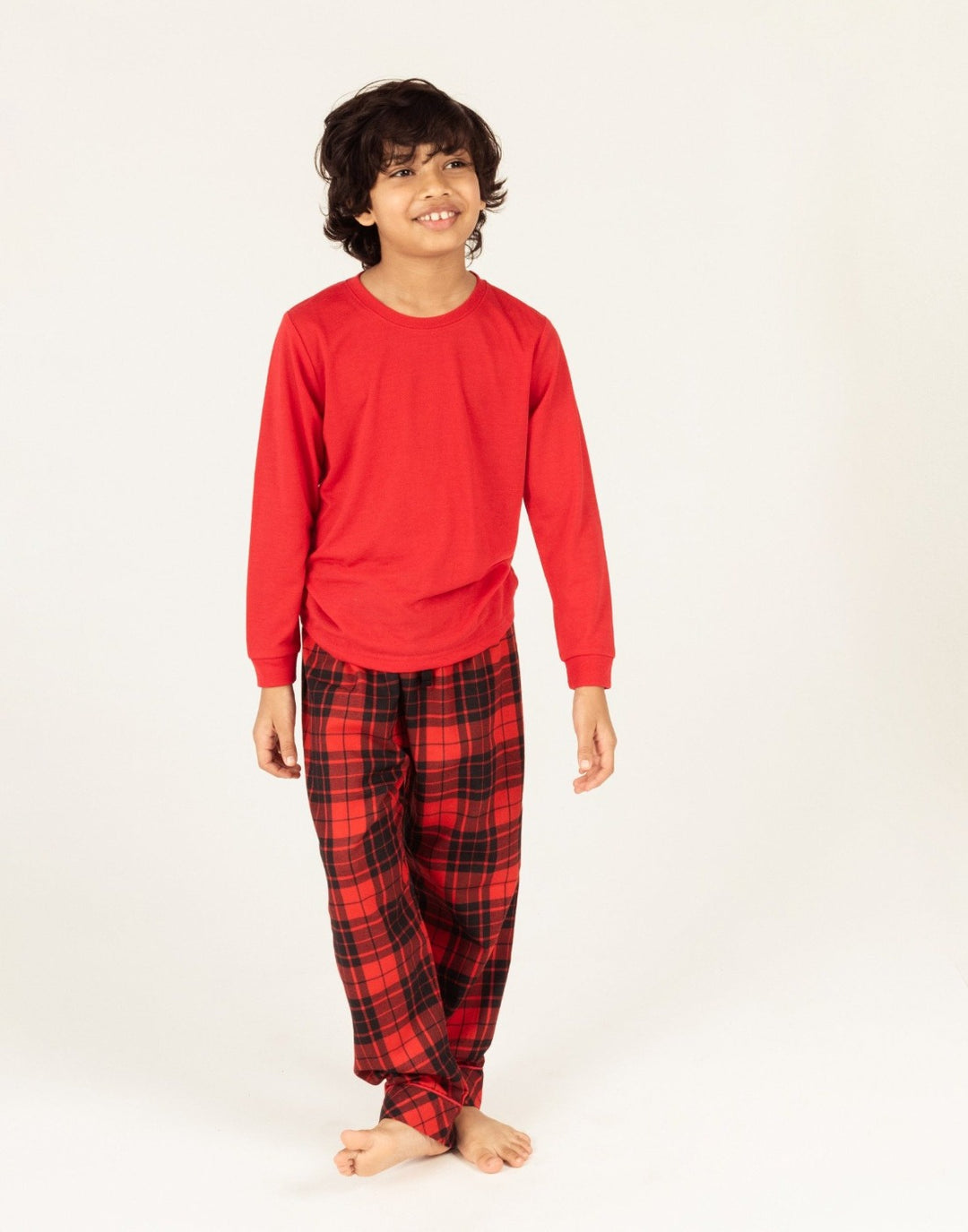 Red and black flannel kids pajamas