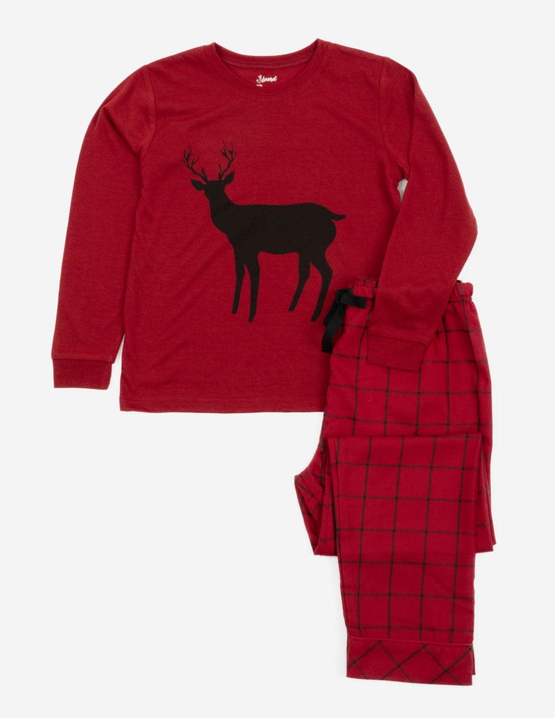 red reindeer kids flannel pajama
