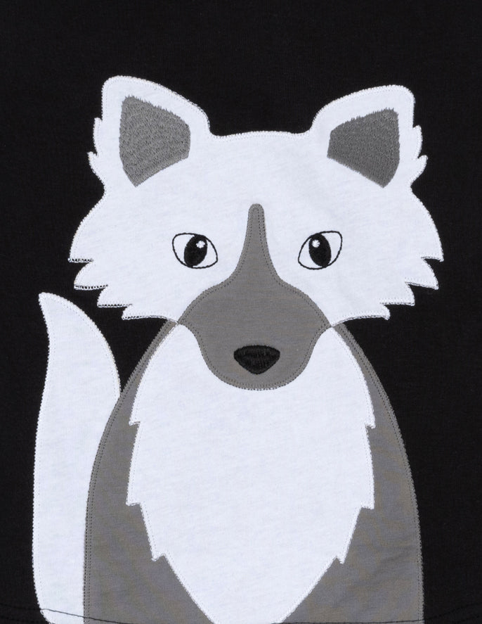 black and white fox houndstooth kids cotton pajamas