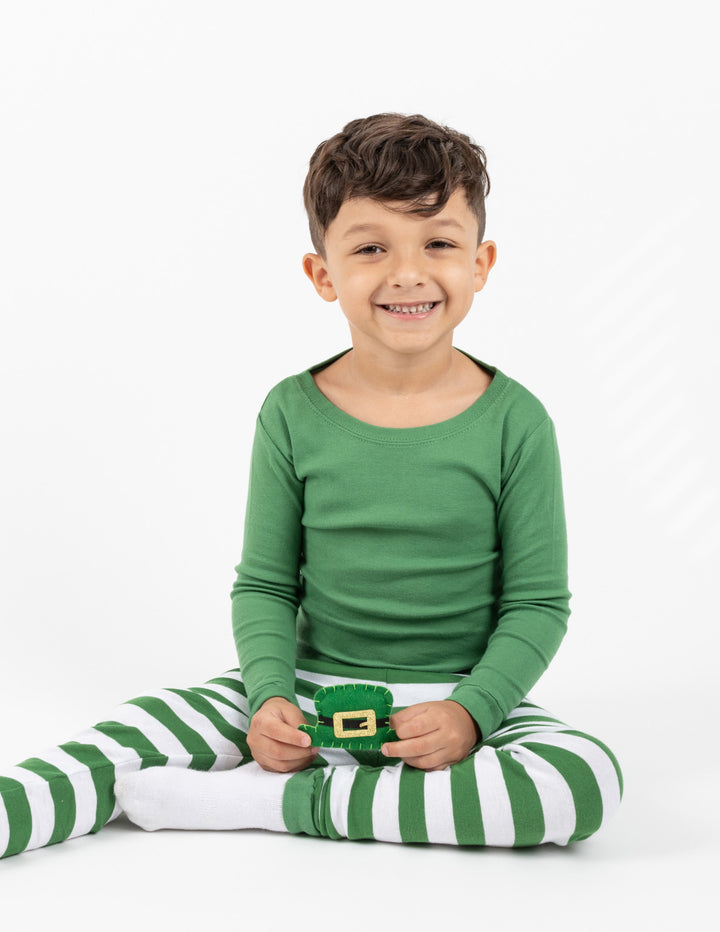 green top and stripes kids pajamas