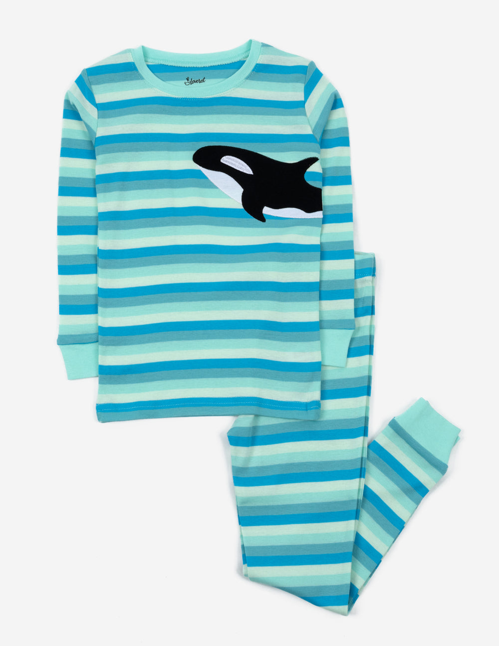 blue striped and orca kids cotton pajama