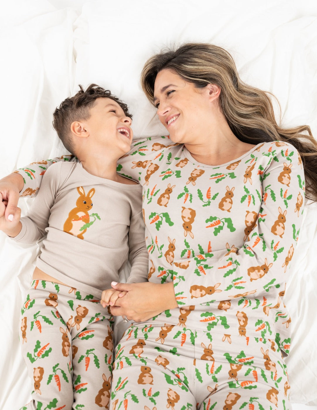 Family Rabbit Pyjamas Beige Bunny Rabbit Cotton Pajamas – Leveret Clothing