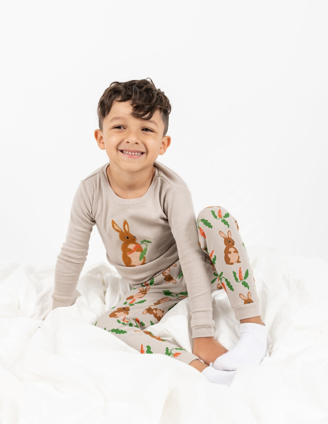 Family Rabbit Pyjamas Beige Bunny Rabbit Cotton Pajamas – Leveret Clothing