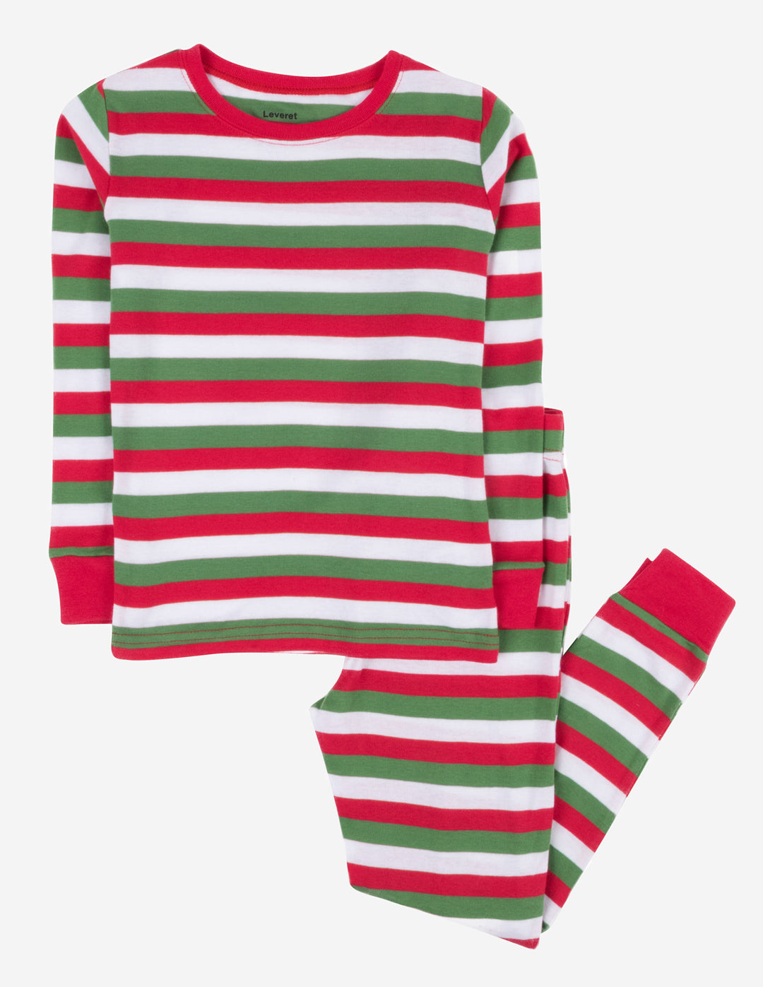 red white and green striped christmas kids cotton pajamas