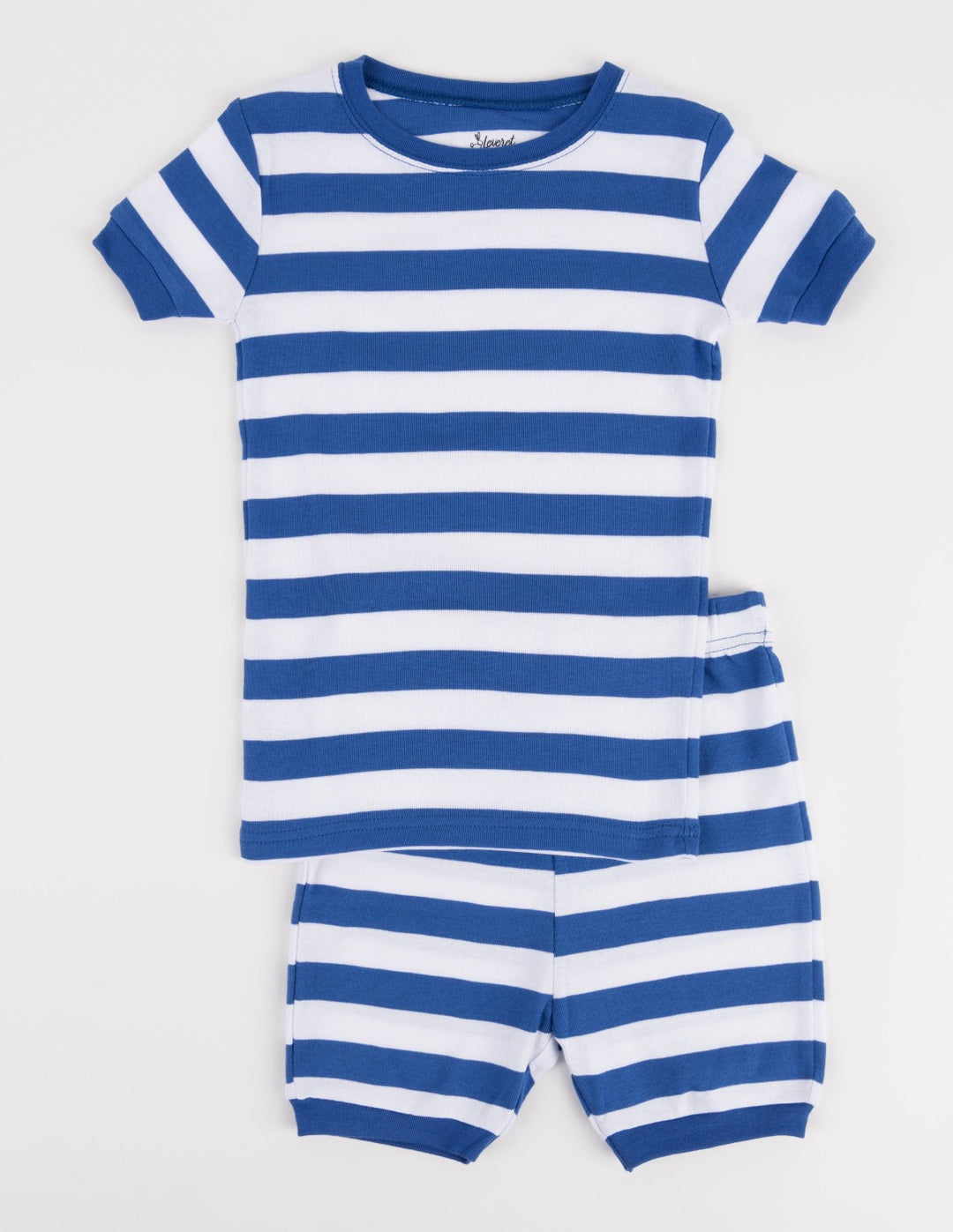 blue and white striped kids shorts pajamas