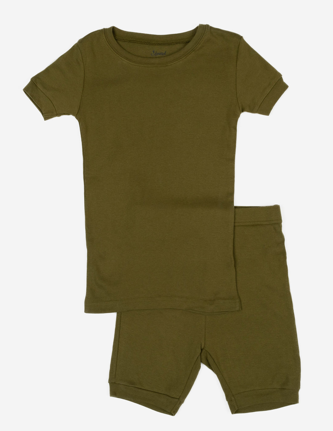 olive green solid color kids shorts pajamas
