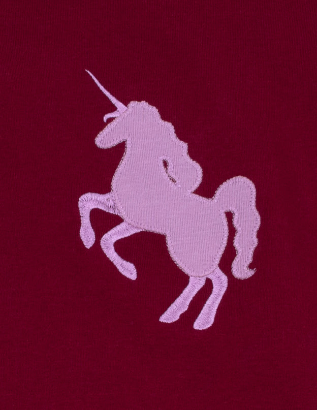maroon unicorn cotton kids pajamas