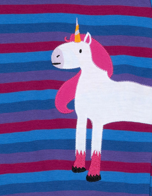 unicorn with purple and blue stripes kids cotton pajama
