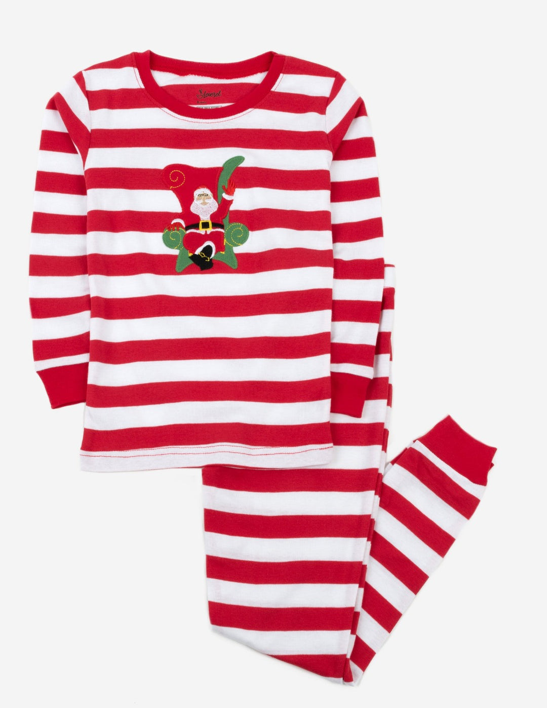 red and white striped santa kids pajamas
