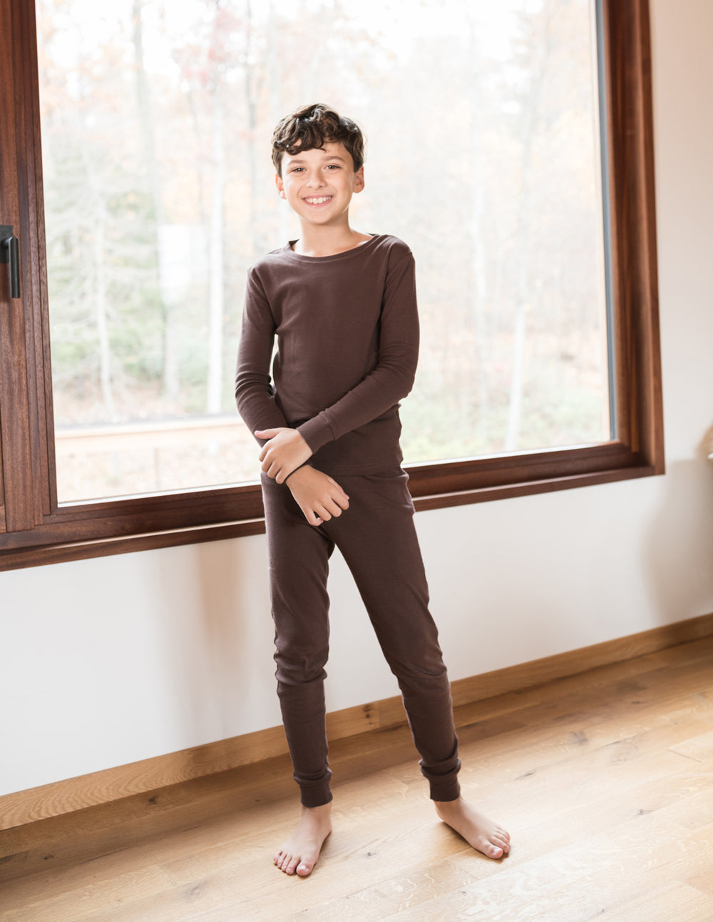 solid color brown kids cotton pajama