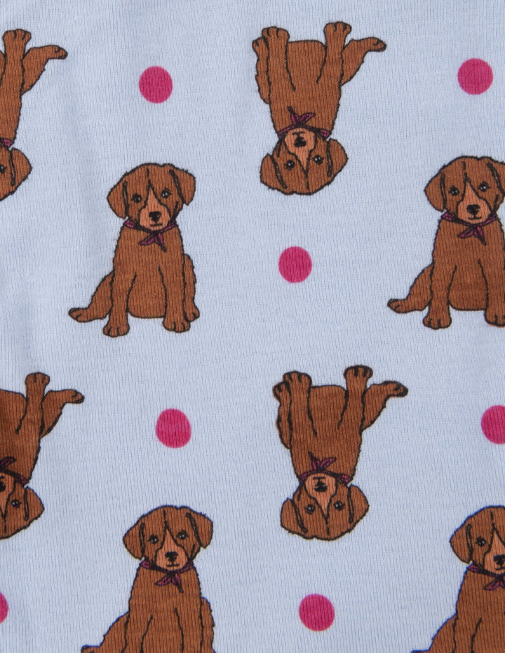 blue puppy print cotton women's pajama