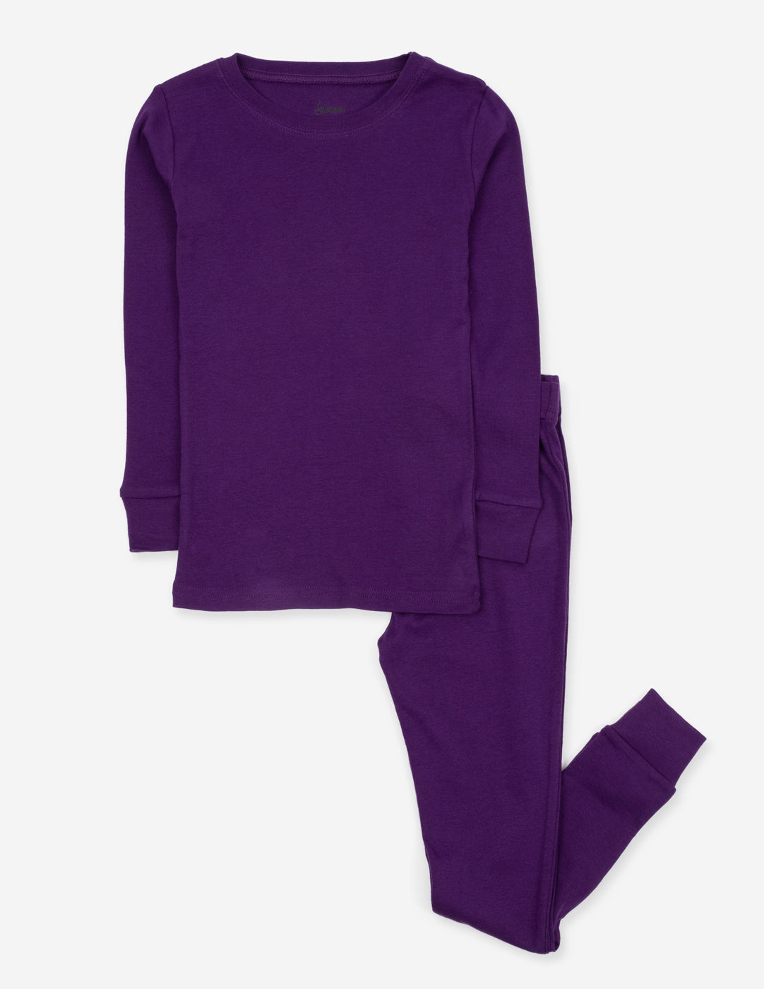 solid color dark purple kids cotton pajamas