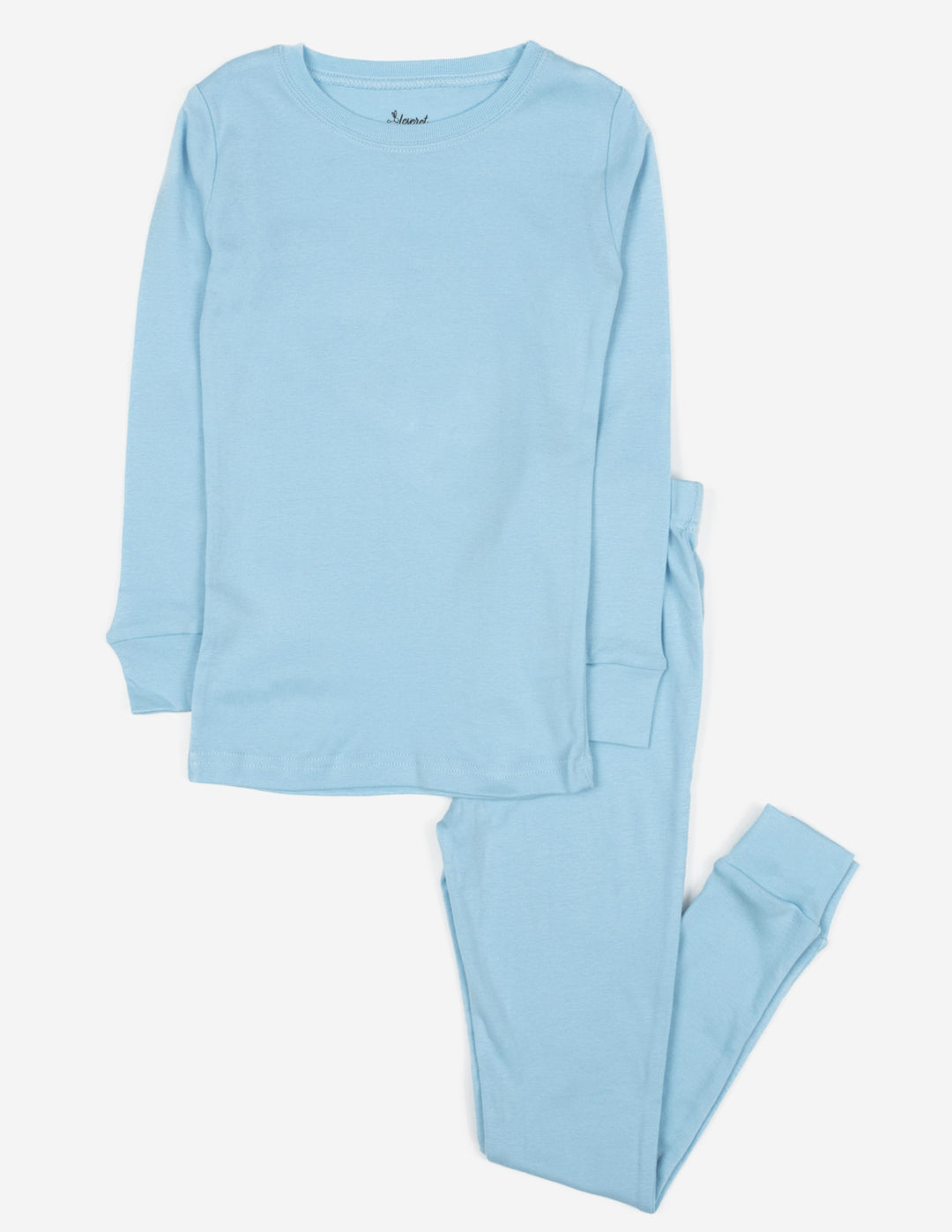 solid color light blue kids cotton pajamas