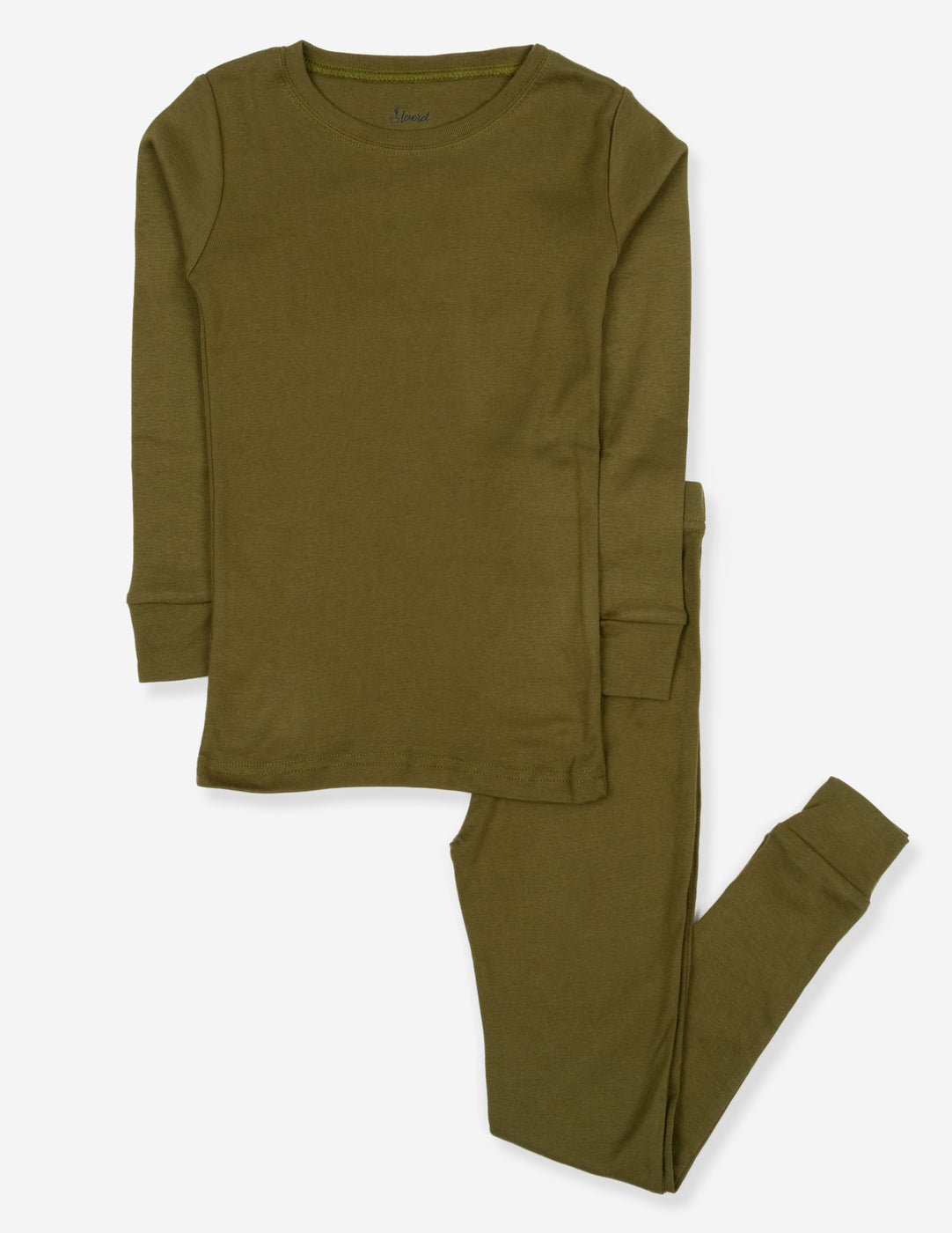 solid color olive green kids cotton pajamas