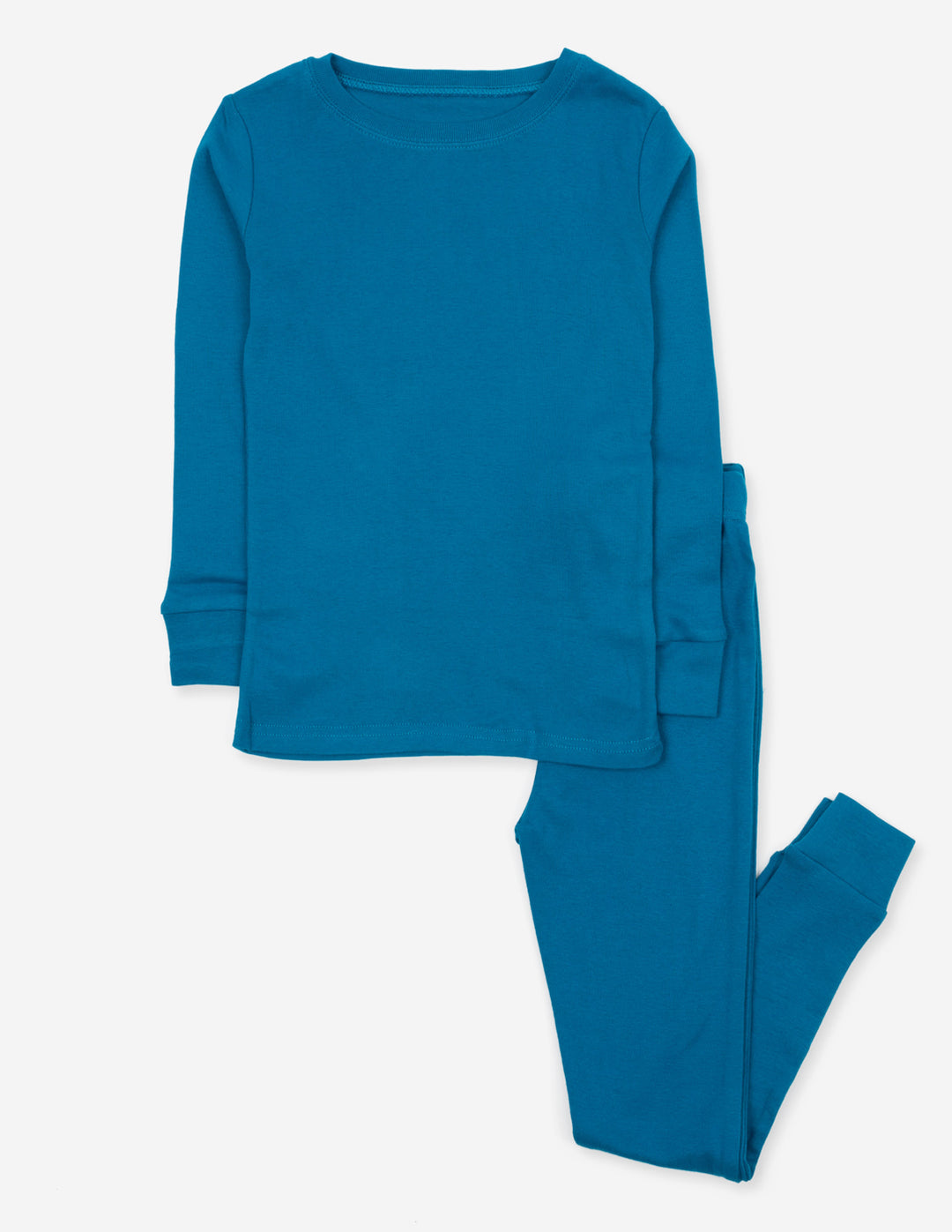 solid color teal blue long sleeve pajamas