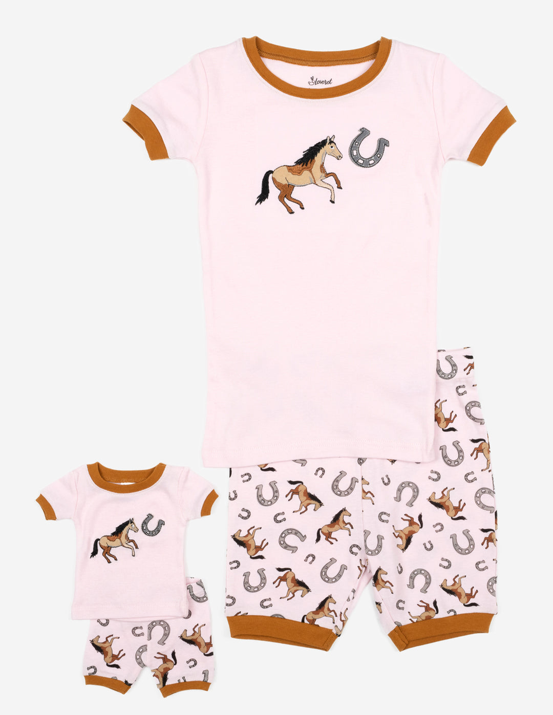 Matching Girl and Doll Short Horse Pajamas1