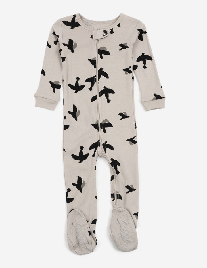 grey bird baby footed pajama