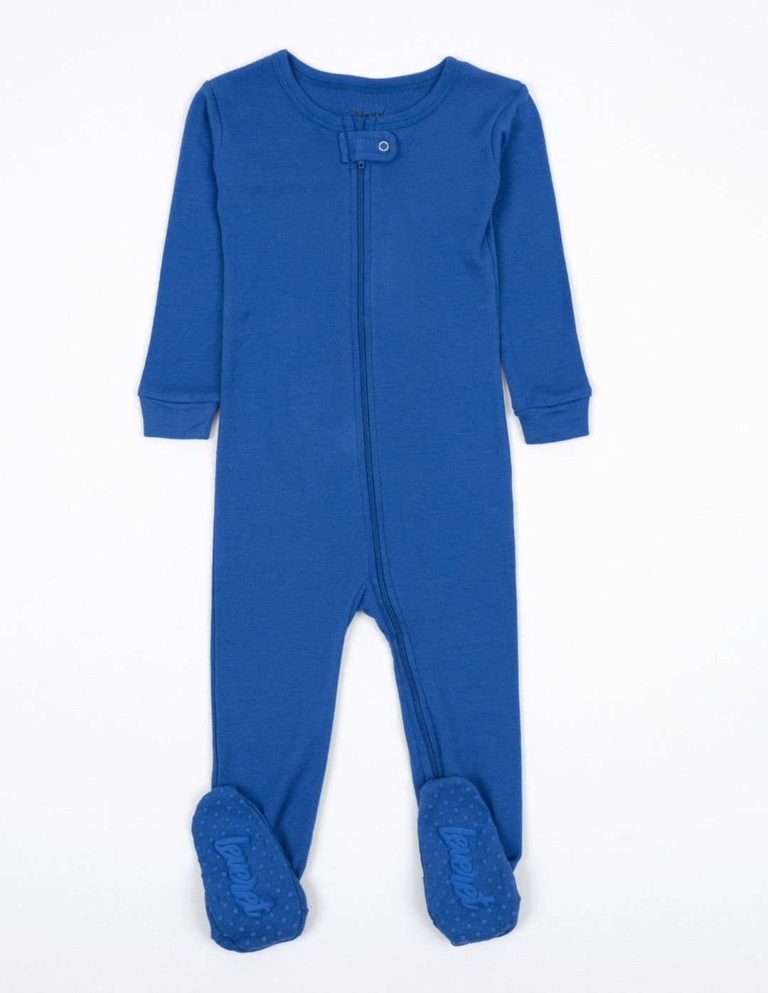 solid color blue baby footed pajamas