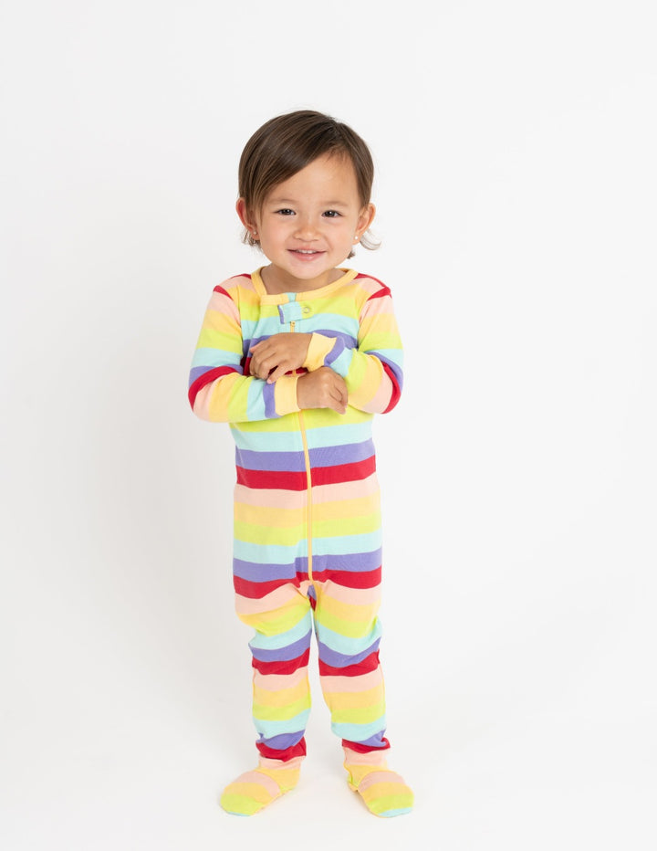 rainbow girl stripes baby footed pajamas