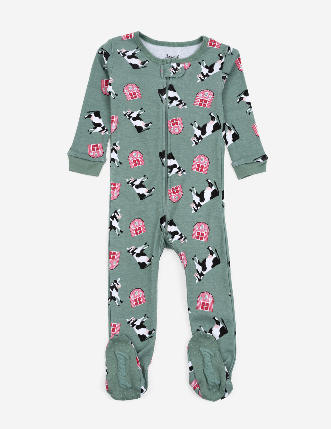blue cow print baby footed pajama