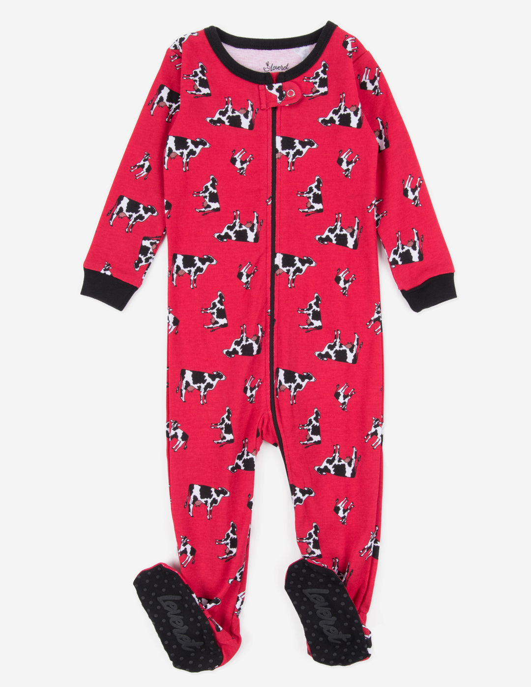 baby footed red cow pajama