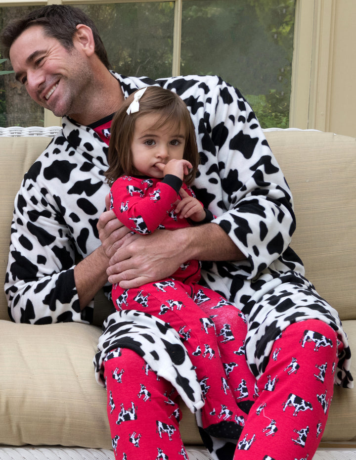 red cow print baby footed pajama