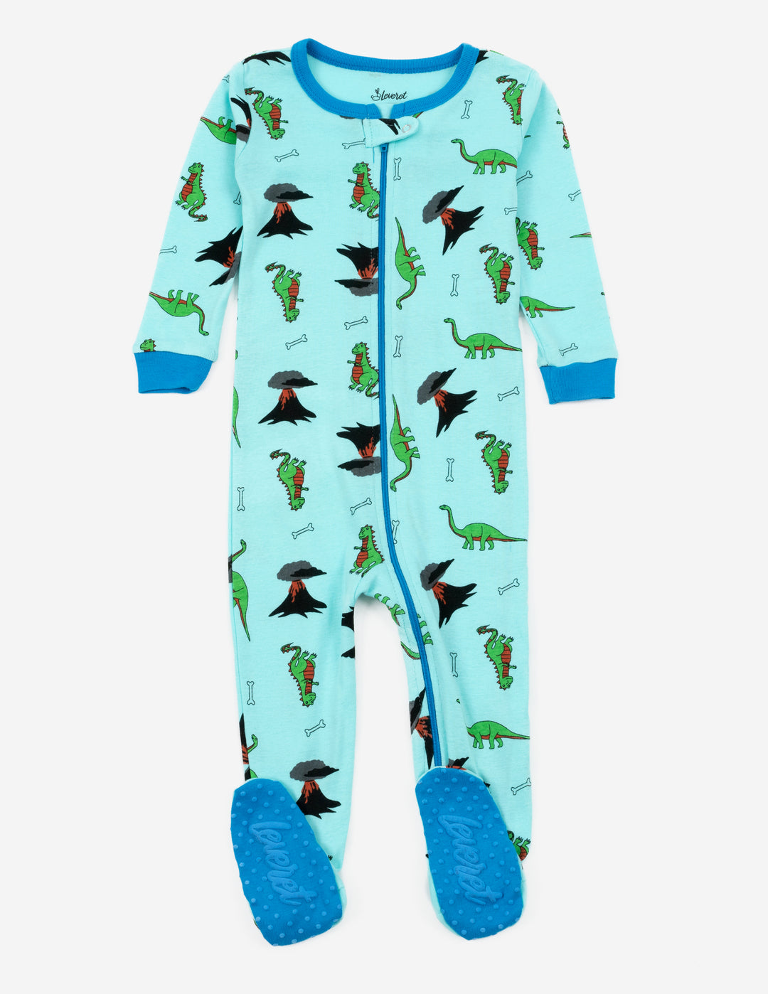 Kids Footed Blue Dinosaur Pajamas