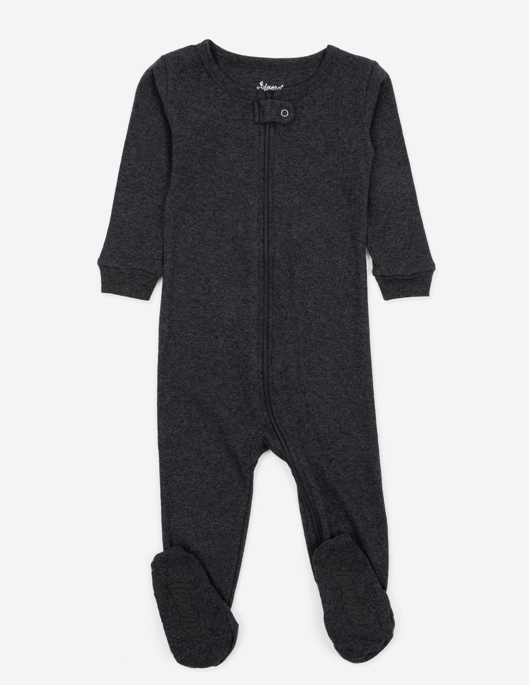 solid color dark grey baby footed pajamas