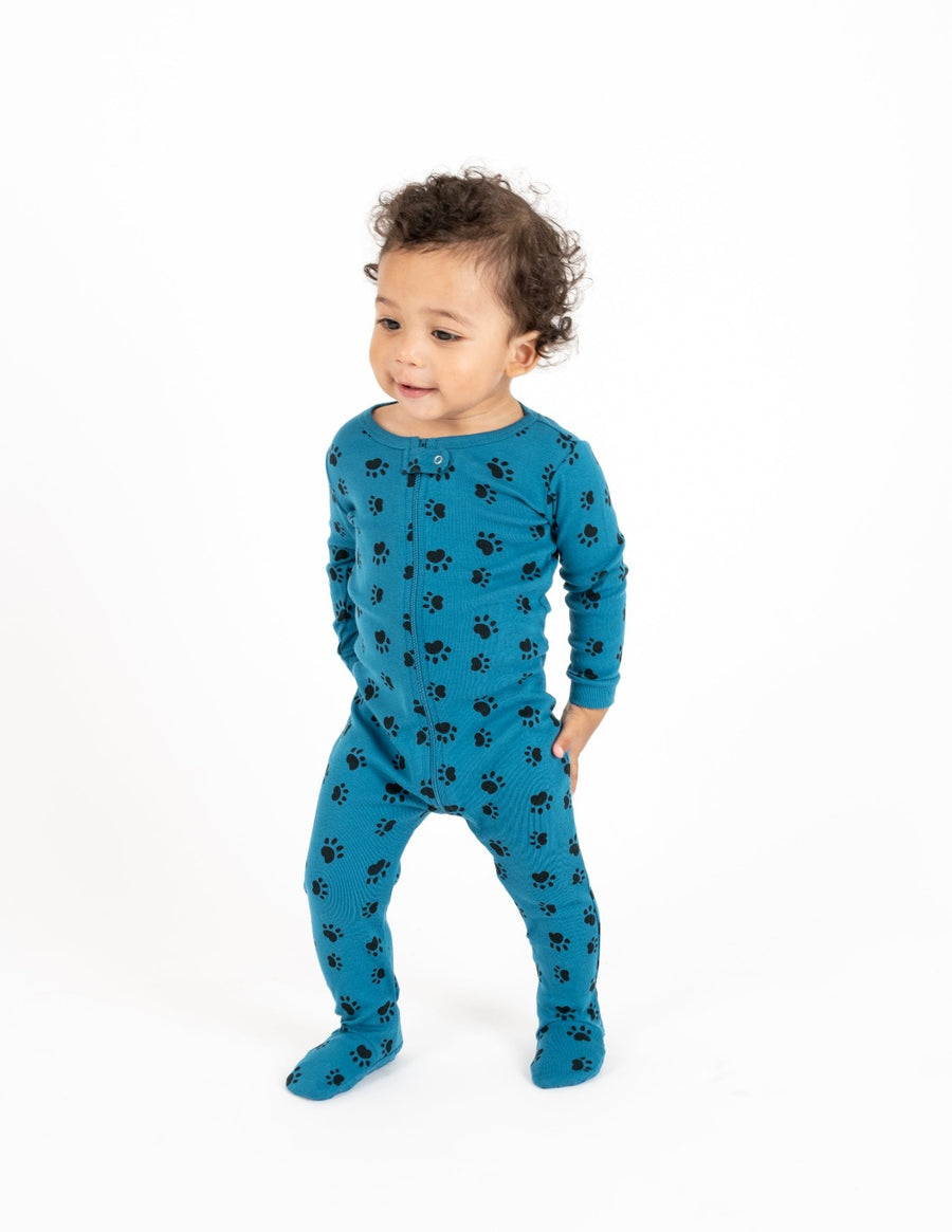 Baby Footed Paw Print Pajamas Leveret Clothing